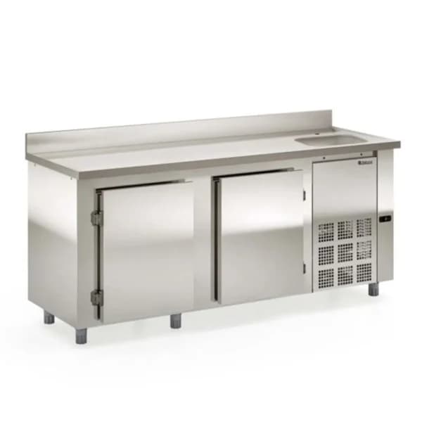 Bajo Mostrador Refrigerado 2 metros con pileta acero inox 304 Gelopar GBFE-200CD