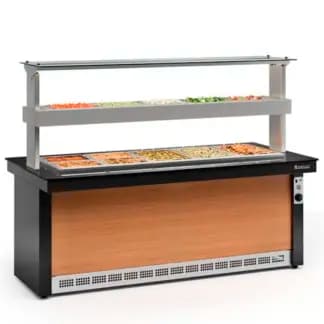 Mesa Buffet Combinada 12 cubas Frio y Calor acero inoxidable con tapa Gelopar GBTA-140 PR Baudin Comprar en Uruguay