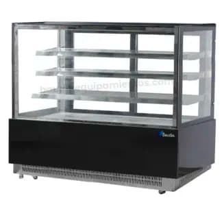 Vitrina Confitera 4 Caras de Vidrio 3 Estantes 180 cm Refrigerada para postres y Marmolina Kuma FC-700SAH