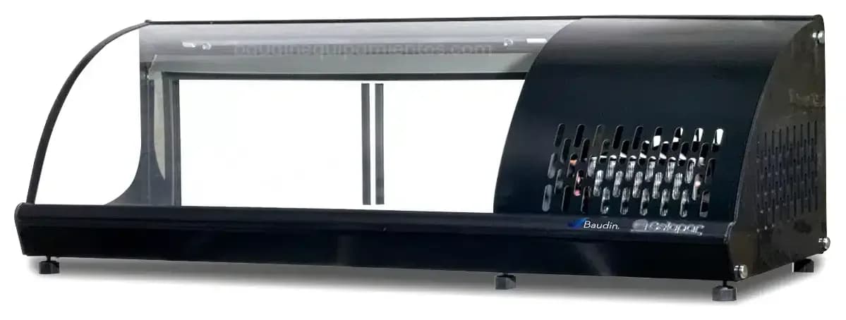 Vitrina Sobre Mostrador Refrigerada para Sushi Gelopar GRVB-120 Negra Baudin Full