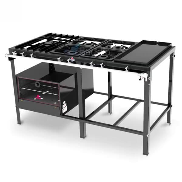 Anafe 5 Hornallas Plancha y Horno Piso de Chapa | Progas PMS-510FCH + FSI-680N