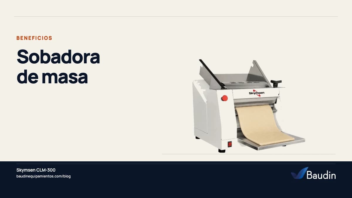 Portada de la guía «Sobadora de masa» con Skymsen CLM-300, equipos de Baudin Equipamientos