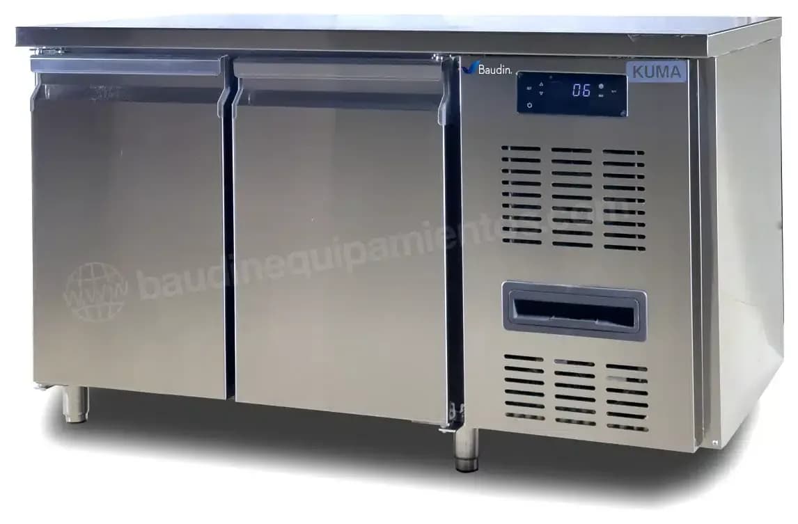 Bajo Mostrador Refrigerado 1,36 m 2 puertas Acero Inox Kuma Baudin E2R1370N2