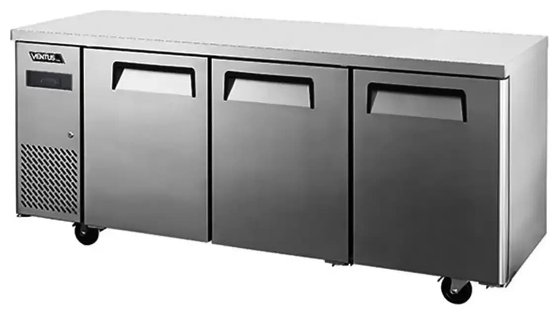 Bajo Mostrador Freezer Frio Forzado 3 Puertas Acero Inoxidable Ventus