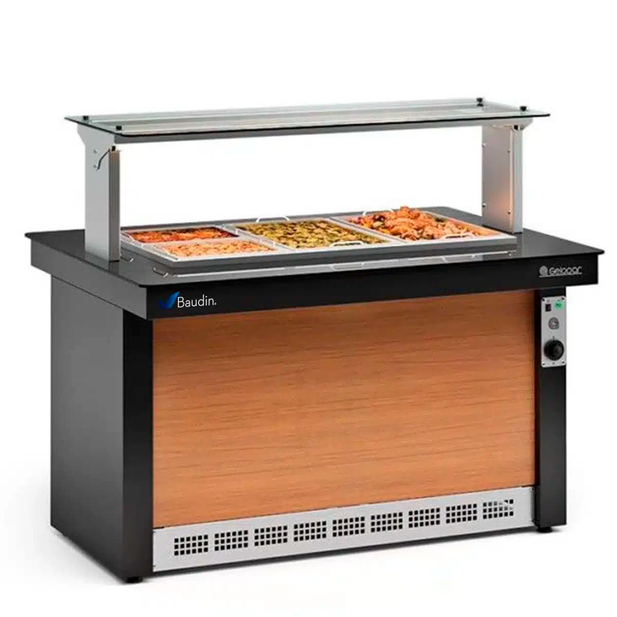 Mesa Buffet Caliente 6 cubas acero inoxidable con tapa Gelopar GBTA-140 PR Baudin Comprar en Uruguay