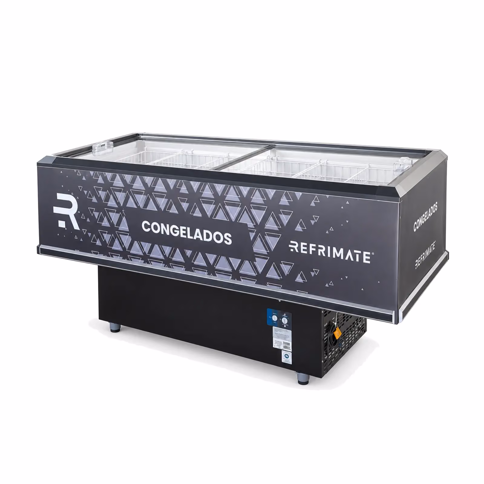 Freezer isla 550 lts pozo de frío Refrimate EIVT2000, vista de tres cuartos