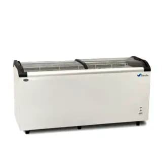 Freezer Horizontal 445 lts tapa de vidrio curvo exhibidor congelador kuma sdq500