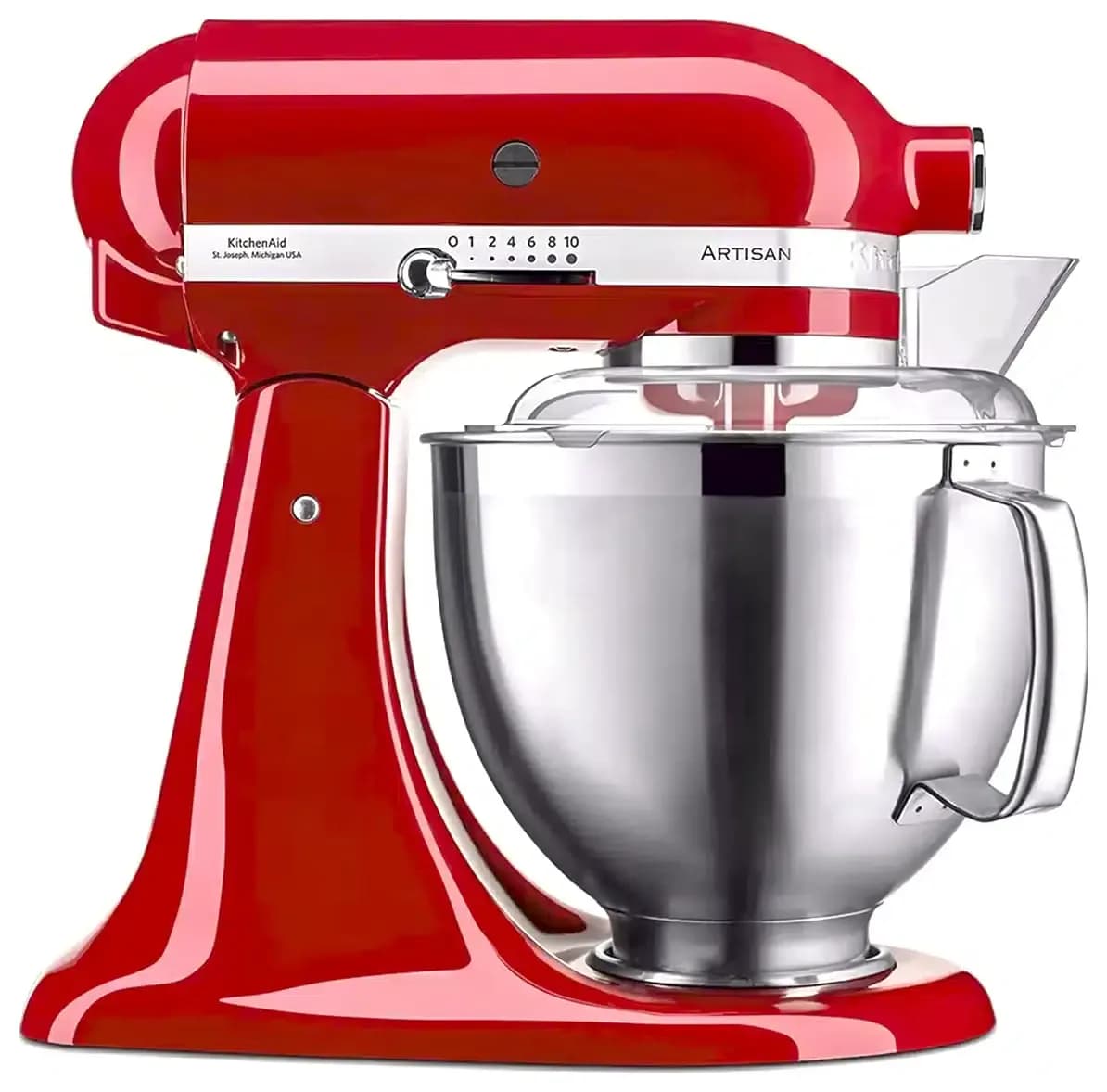 Batidora Planetaria KitchenAid Artisan Roja Imperial Red Rouge Imperial Vista Lateral con Tapa