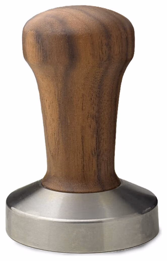 Tamper 58 mm edo barista mango nogal y acero inoxidable