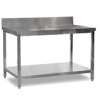 Mesa de acero inoxidable con Zocalo y Estante 180x80 Baudin