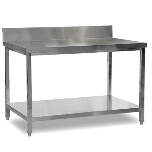 Mesa de acero inoxidable con Zocalo y Estante 180x80 Baudin