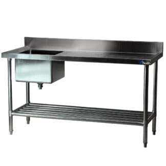 Mesada Acero Inox 150cm con Bacha Central y Zócalo Lundar DM35-6-1500 Principal