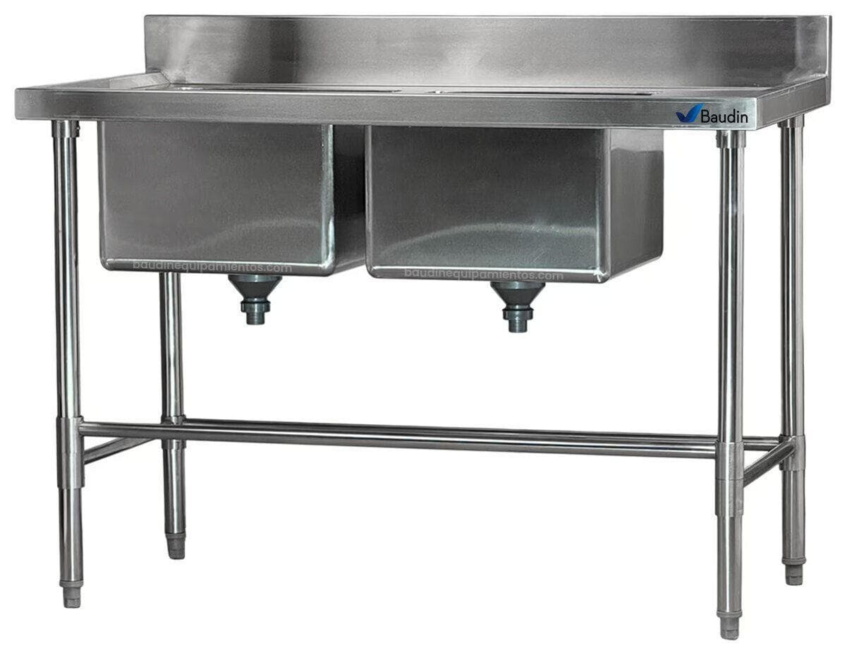 Mesada con Doble Bacha 120×60 cm con Zocalo Lundar DM33-6-1200 Principal
