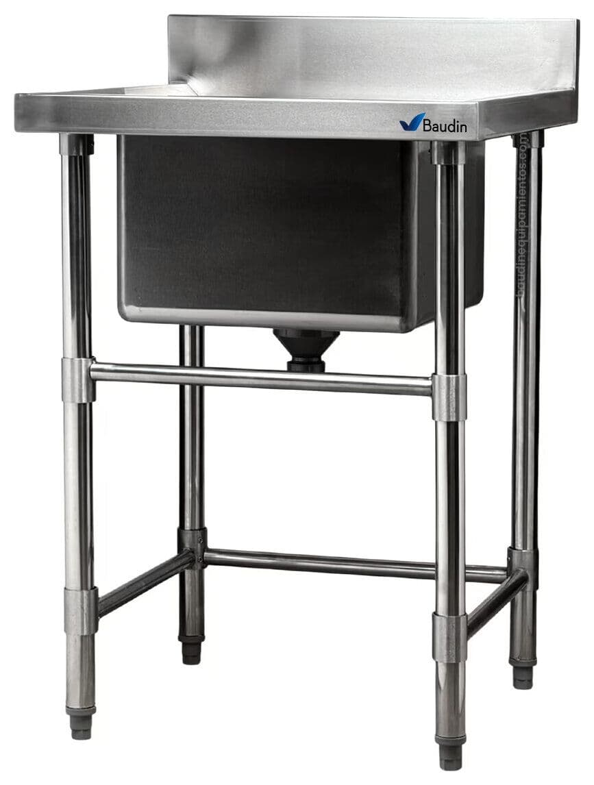 Pileta industrial de acero inoxidable con Zocalo 60 x 60 x 85 cm Acero Inoxidable Lundar DM32-6-600