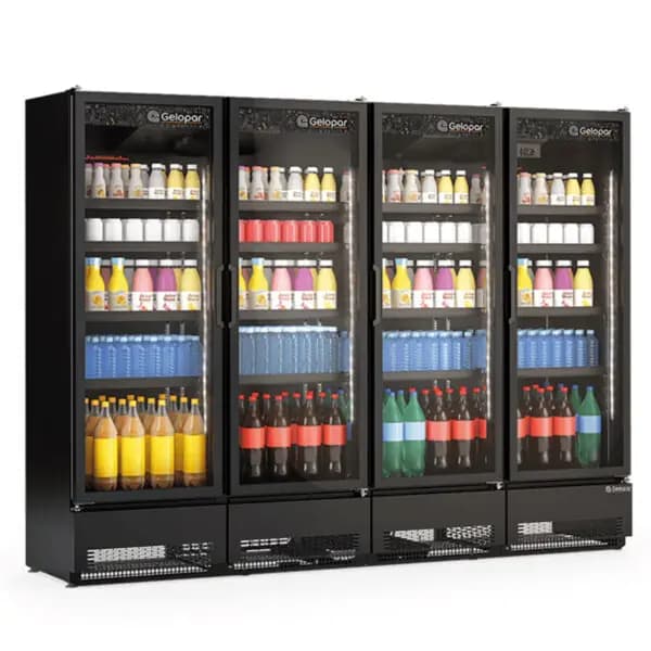 Visicooler Exhibidor 4 Puertas Negro Comercial Gelopar GCVR-1950 CB PR Baudin