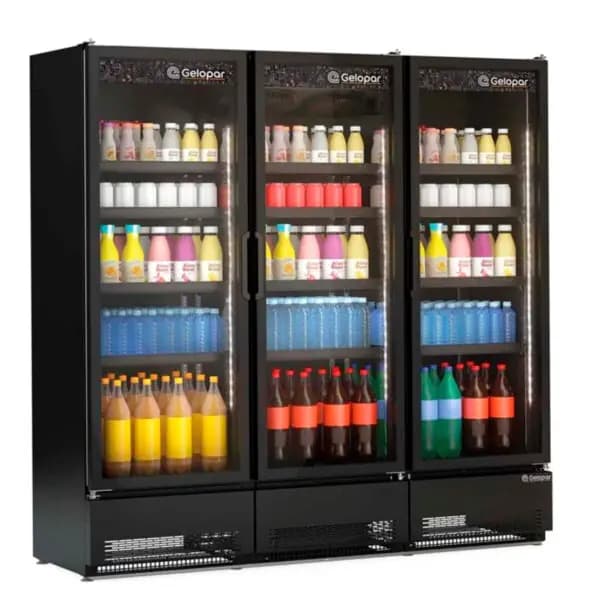 Visicooler Exhibidor 3 Puertas 1468L All Black Gelopar GCVR-1450