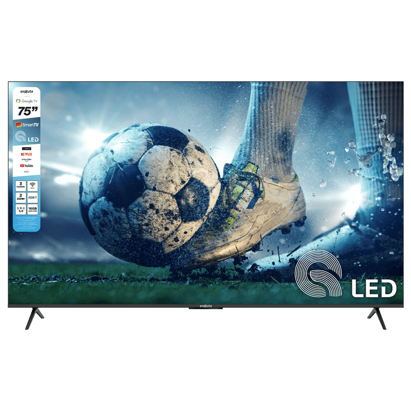 Smart TV Enxuta de 75 pulgadas QLED 4K con Google TV, modelo LEDENX1275SDF4KW
