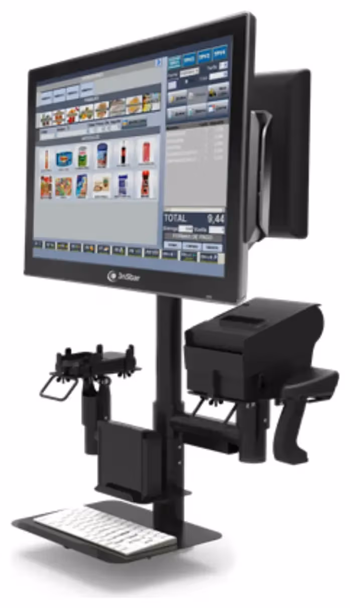 Soporte metalico doble monitor pos e impresora terminca todo en uno 3nstar POS MS System A