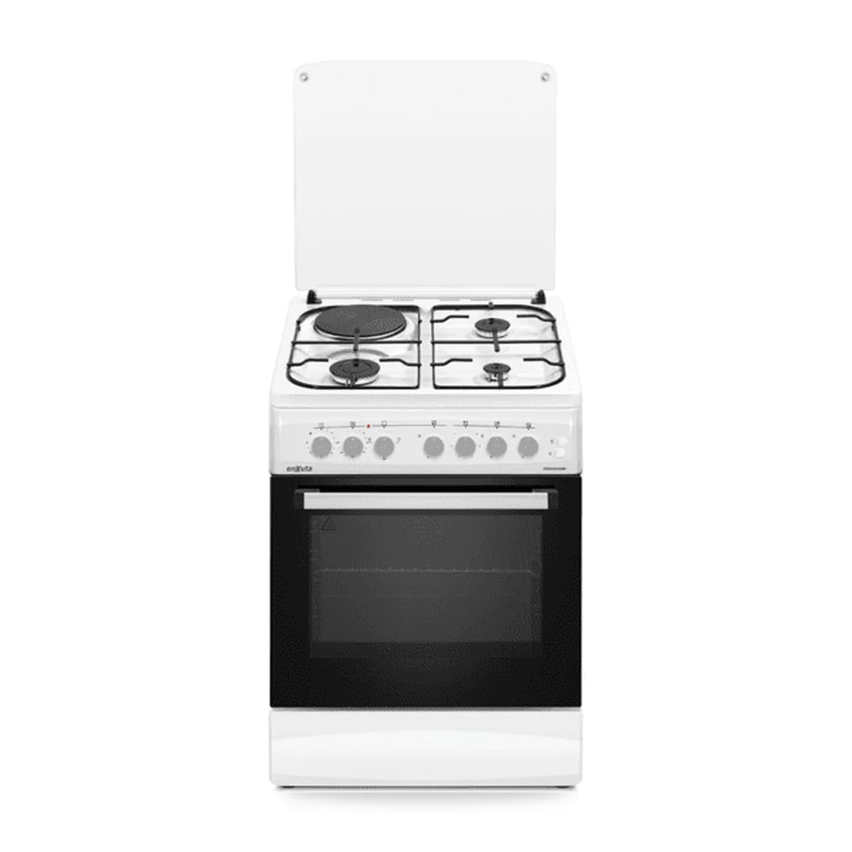 Cocina Combinada 3 Hornallas y 1 Disco Eléctrico Blanca 60×60 con Convección Enxuta CENX5646W, vista frontal