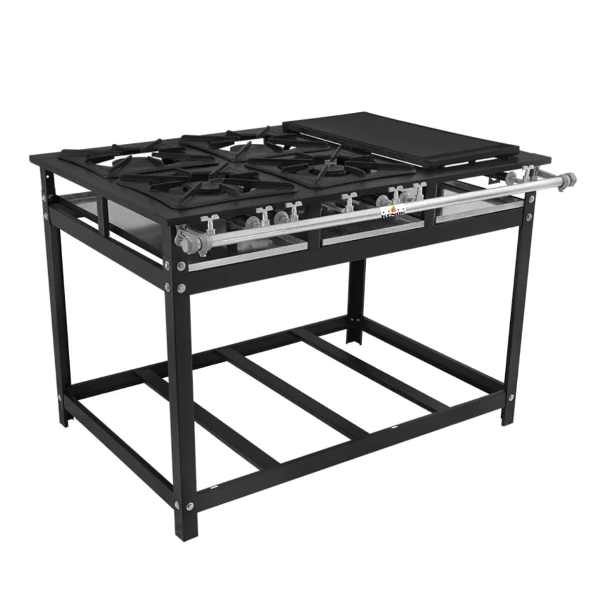 Anafe Industrial a Gas 4 Hornallas con Plancha | Kenok FBSE4B.819