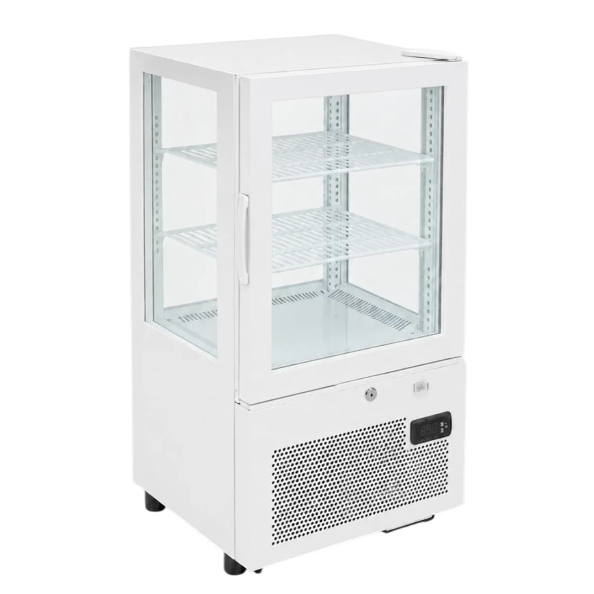 Vitrina Refrigerada Pastelera 4 caras de vidrio 360 Moxcold SF-63 Blanca
