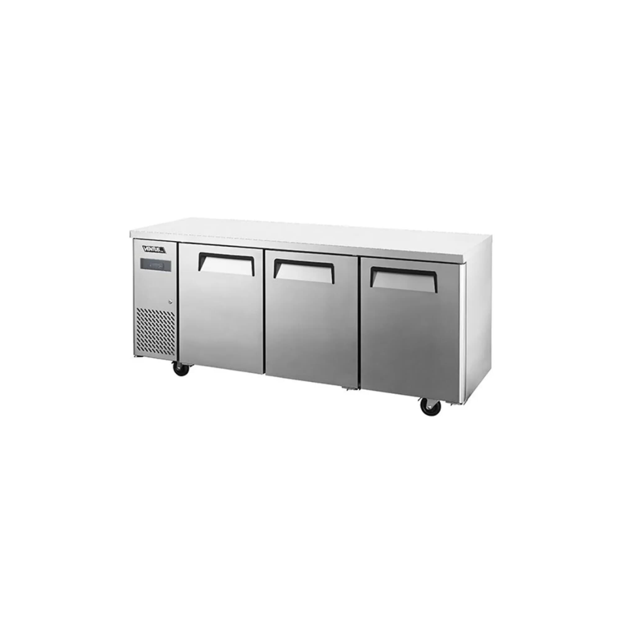 Freezer bajo mesada Ventus VMF3PS-480 de acero inoxidable con 3 puertas