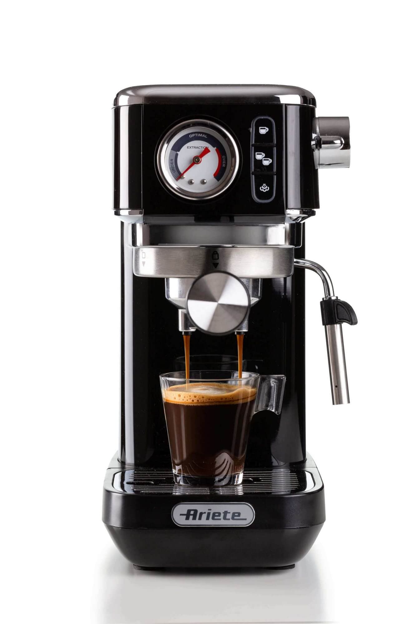 Cafetera express espresso slim Ariete negra 1381 con manómetro