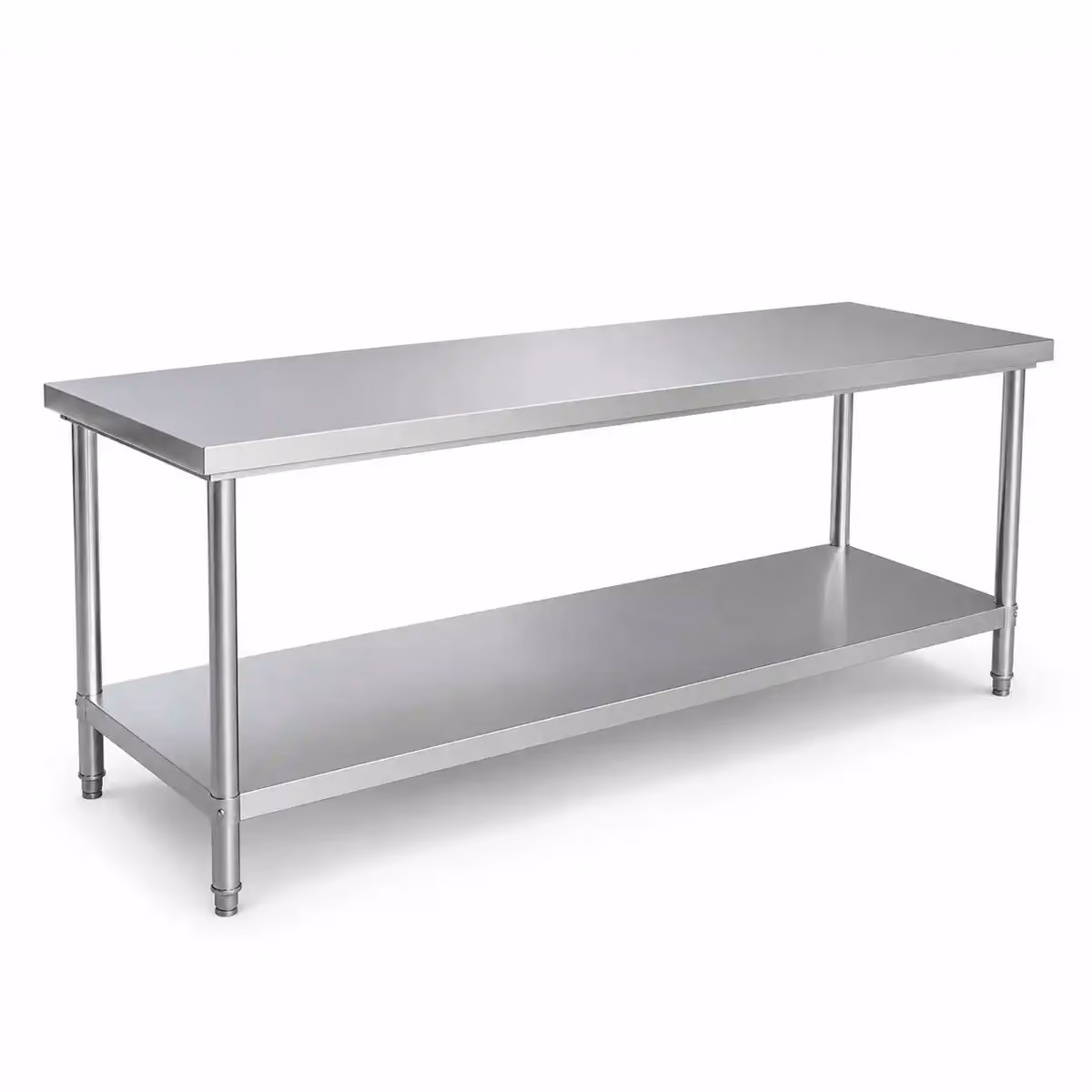 Mesa de Acero Inoxidable 210x60 cm con Estante
