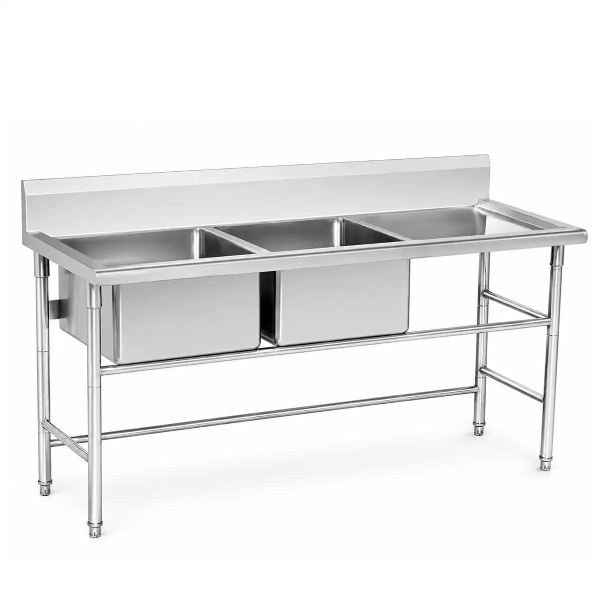 Mesada con Doble Bacha y Mesa Lateral 180x60 cm