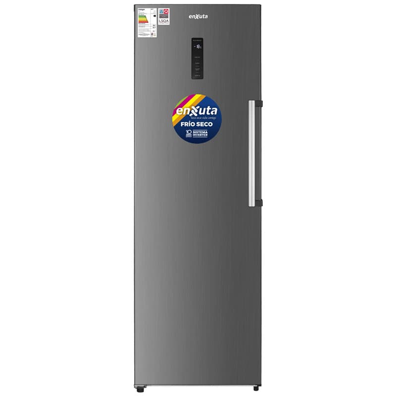 Freezer vertical Enxuta FVENXI22262NF de 262 litros inverter frío seco en inox, de frente