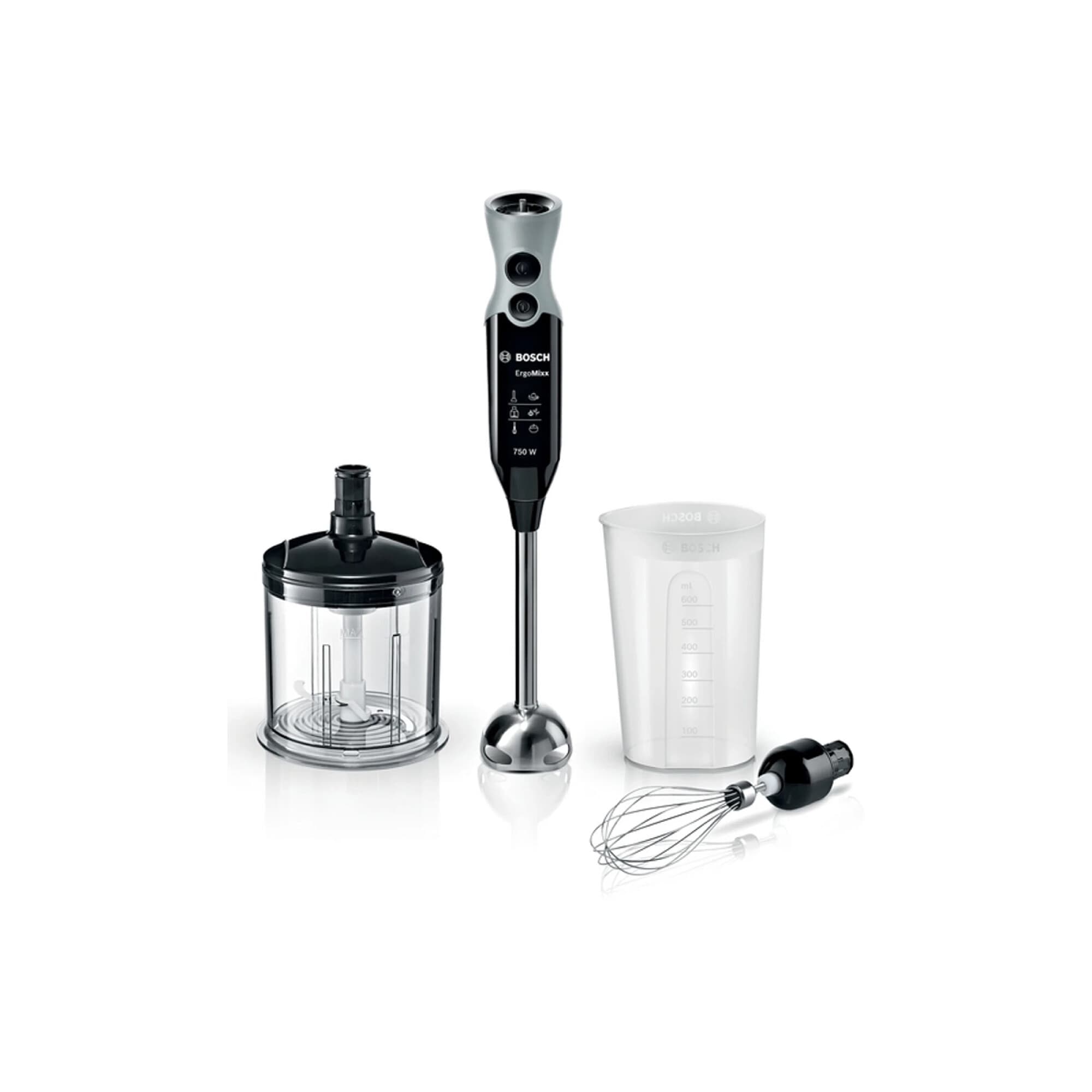 Mixer de mano Bosch ErgoMixx MSM67160 de 750 W con picador, varilla batidora y vaso medidor