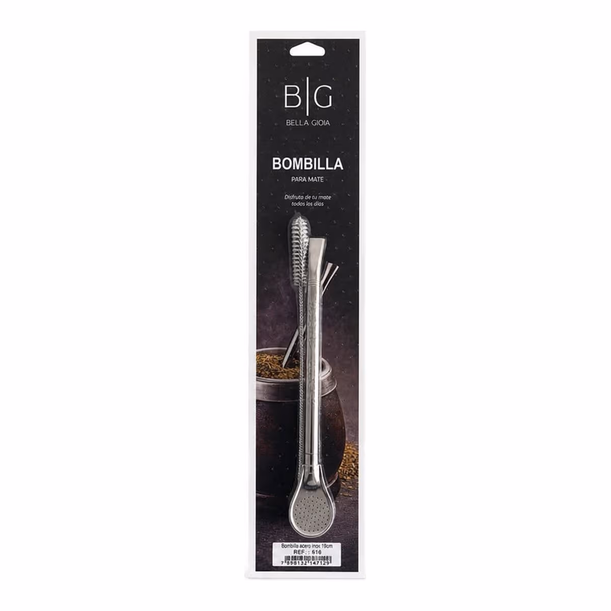 Bombilla BG de acero inoxidable de 19 cm