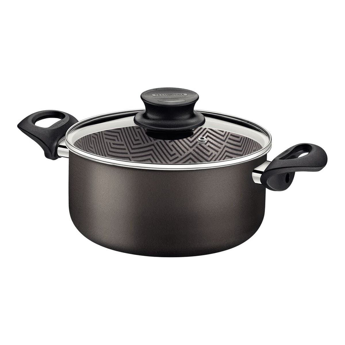 Cacerola Tramontina Paris negra de 18 cm con tapa de vidrio