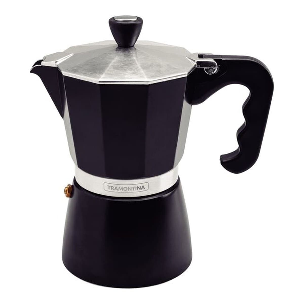 Cafetera italiana Tramontina de aluminio de 320 ml con mango negro