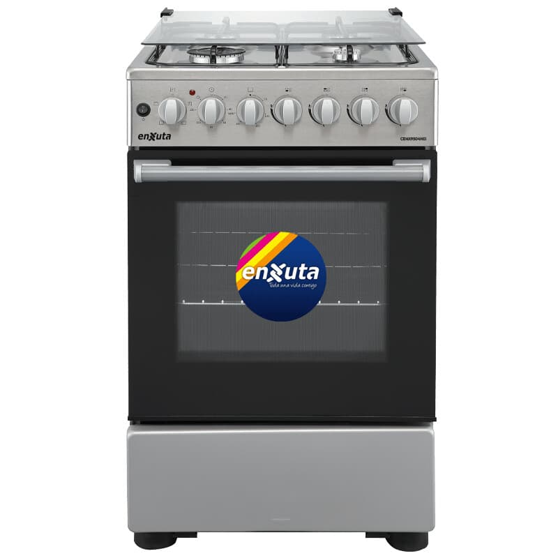 Cocina combinada Enxuta CENX9504HEI inox de 50 cm, 4 hornallas a gas y horno eléctrico