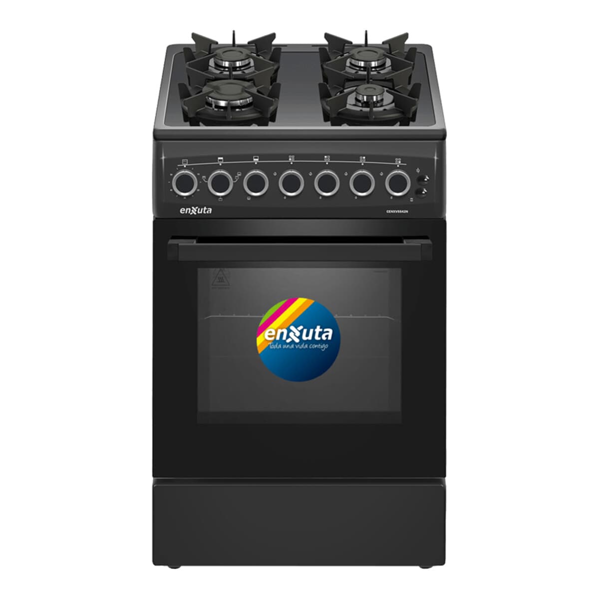 Cocina Enxuta CENXV5542N a supergas de 4 hornallas, 50x60 cm, mesada de vidrio negro, negro