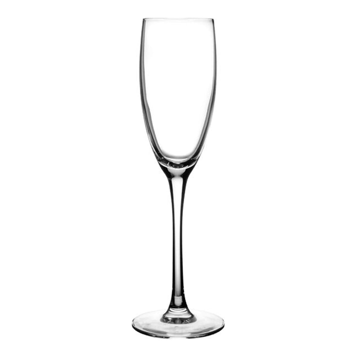 Copa flauta Cabernet transparente, con tallo largo y base circular, sobre fondo blanco.