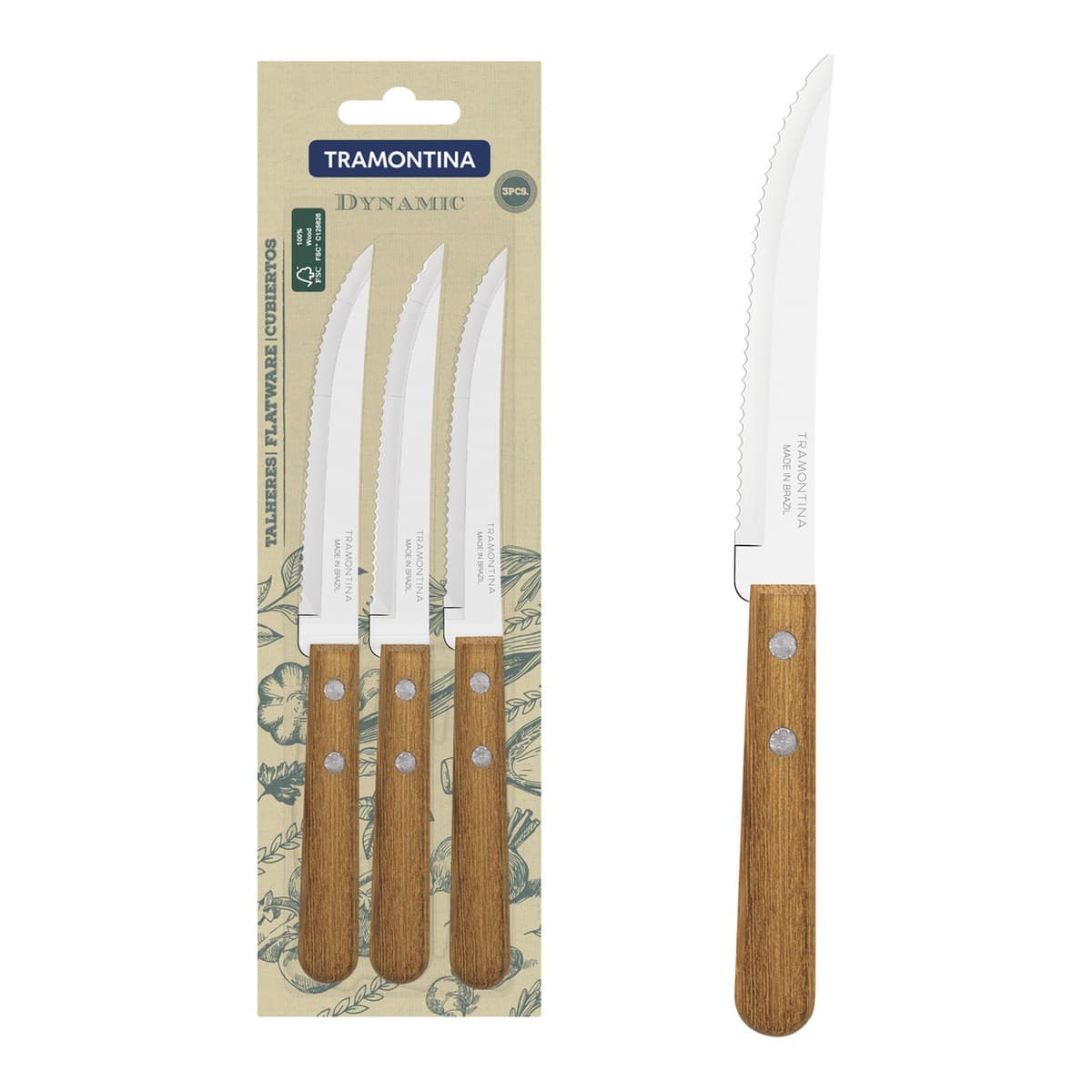 Conjunto de 3 cuchillos Tramontina Dynamic para churrasco