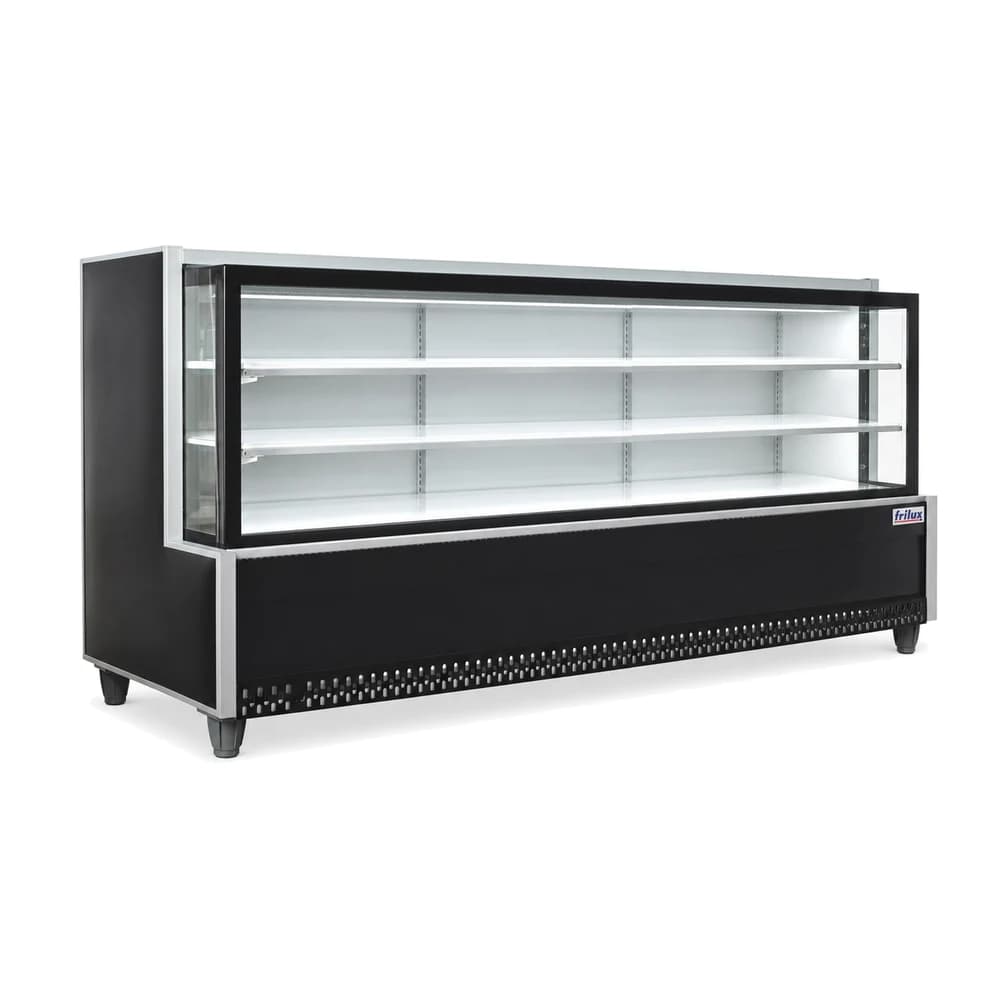 Vitrina neutra Frilux VF-123-V línea Versátil de 1,78 m, negra con perfiles inox