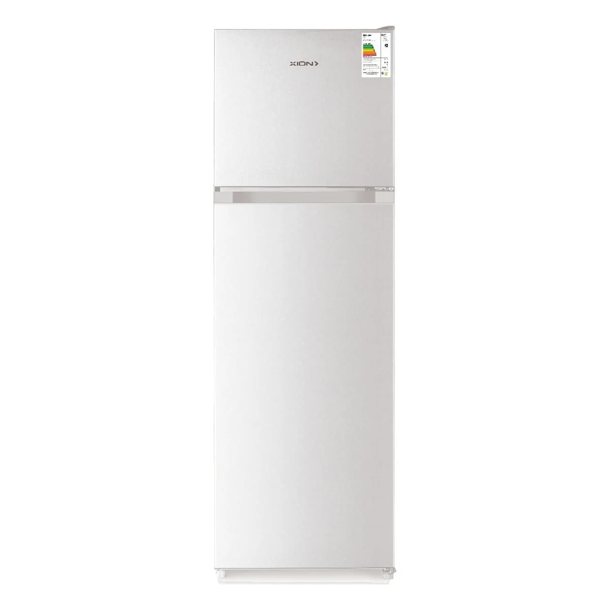 Heladera con freezer XION XI-HNF271W blanca de 245 litros, vista de frente