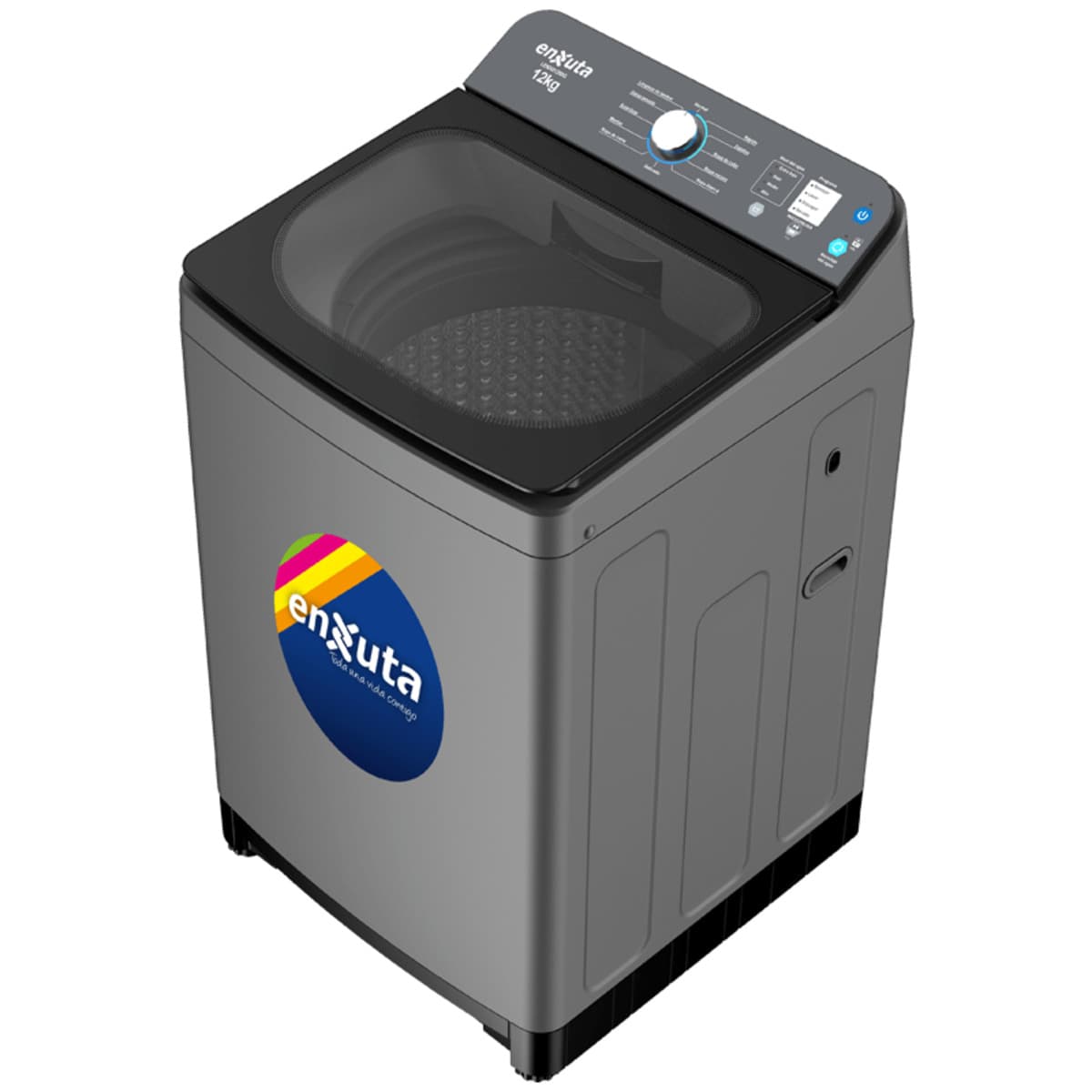 Lavarropas Enxuta LENX01250G de carga superior, 12 kg, gris oscuro con tapa de vidrio
