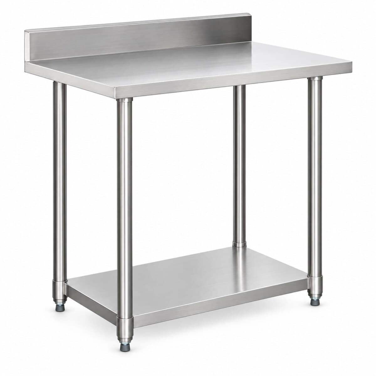 Mesa de acero inoxidable 90x60 cm con respaldo y estante inferior Jameco WT-900E