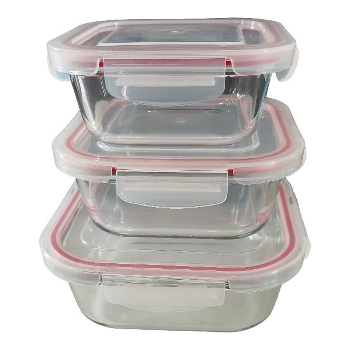 Set BG de 3 recipientes cuadrados herméticos, 800 ml, 520 ml y 310 ml