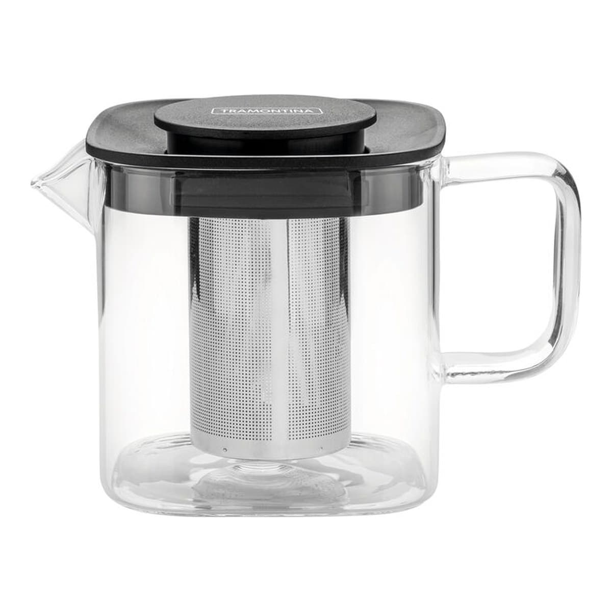 Tetera Tramontina de vidrio con infusor de acero inoxidable, capacidad de 600 ml