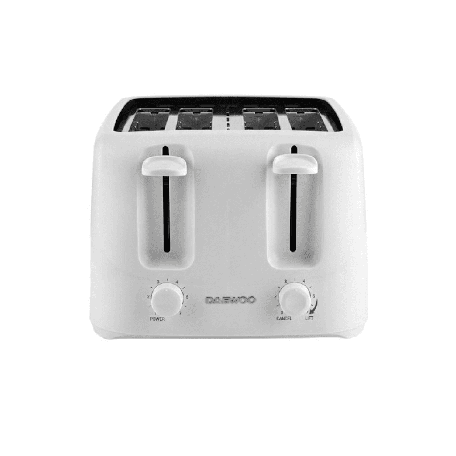 Tostadora eléctrica Daewoo TO8221W blanca de 4 rebanadas