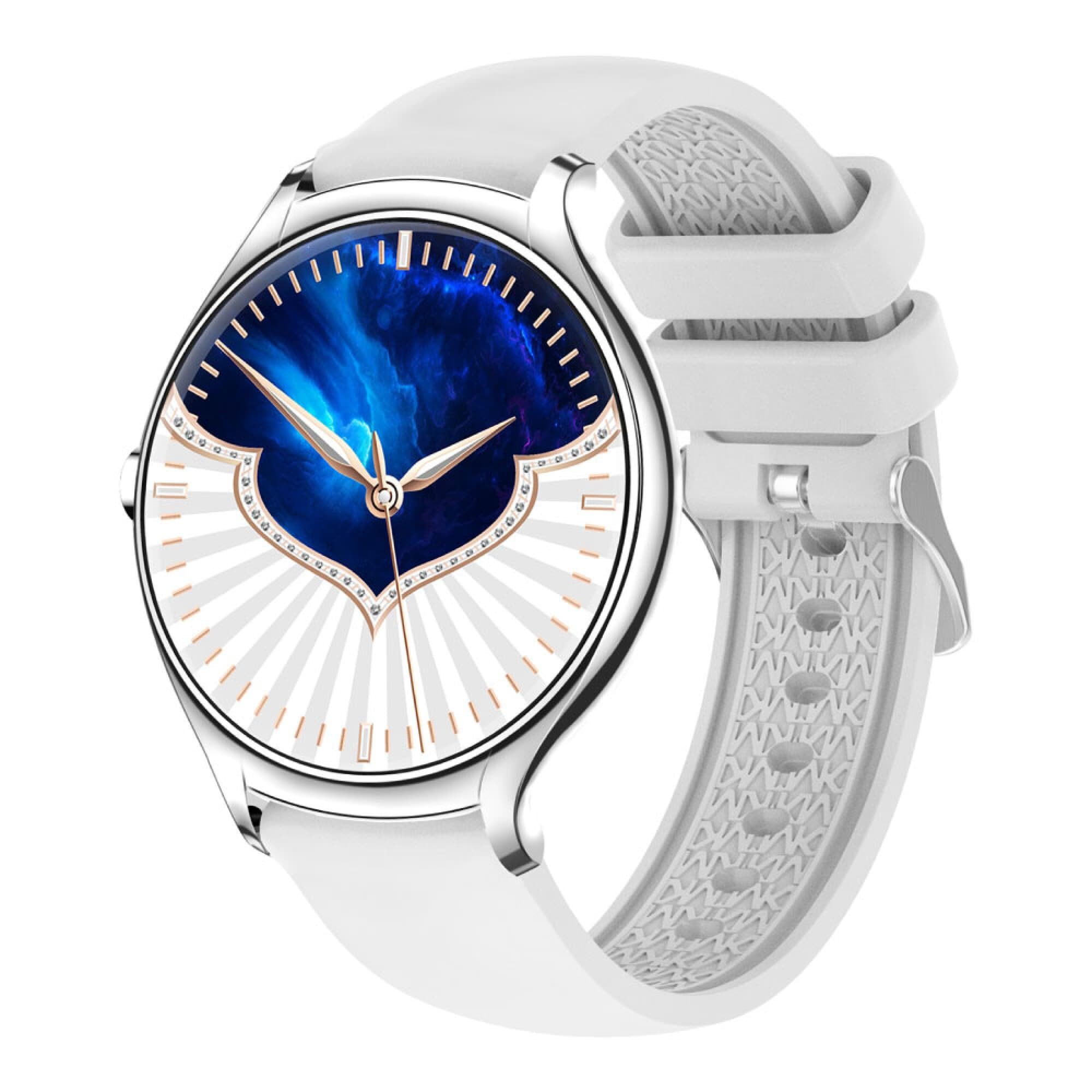 Smartwatch XION X-WATCH80 con malla blanca y esfera redonda