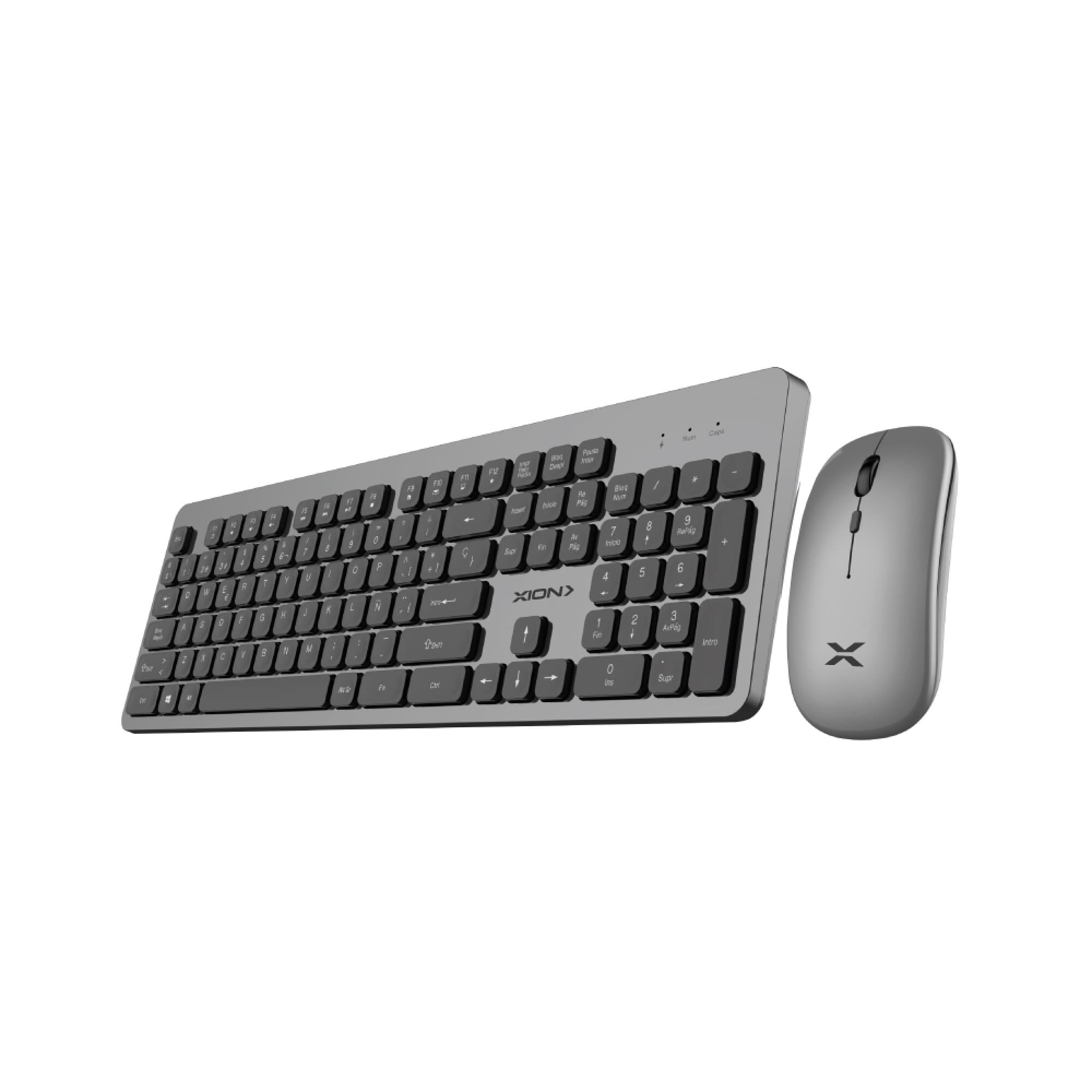 Combo de teclado y mouse inalámbrico recargable XION XI-KBCOMBOW3 gris
