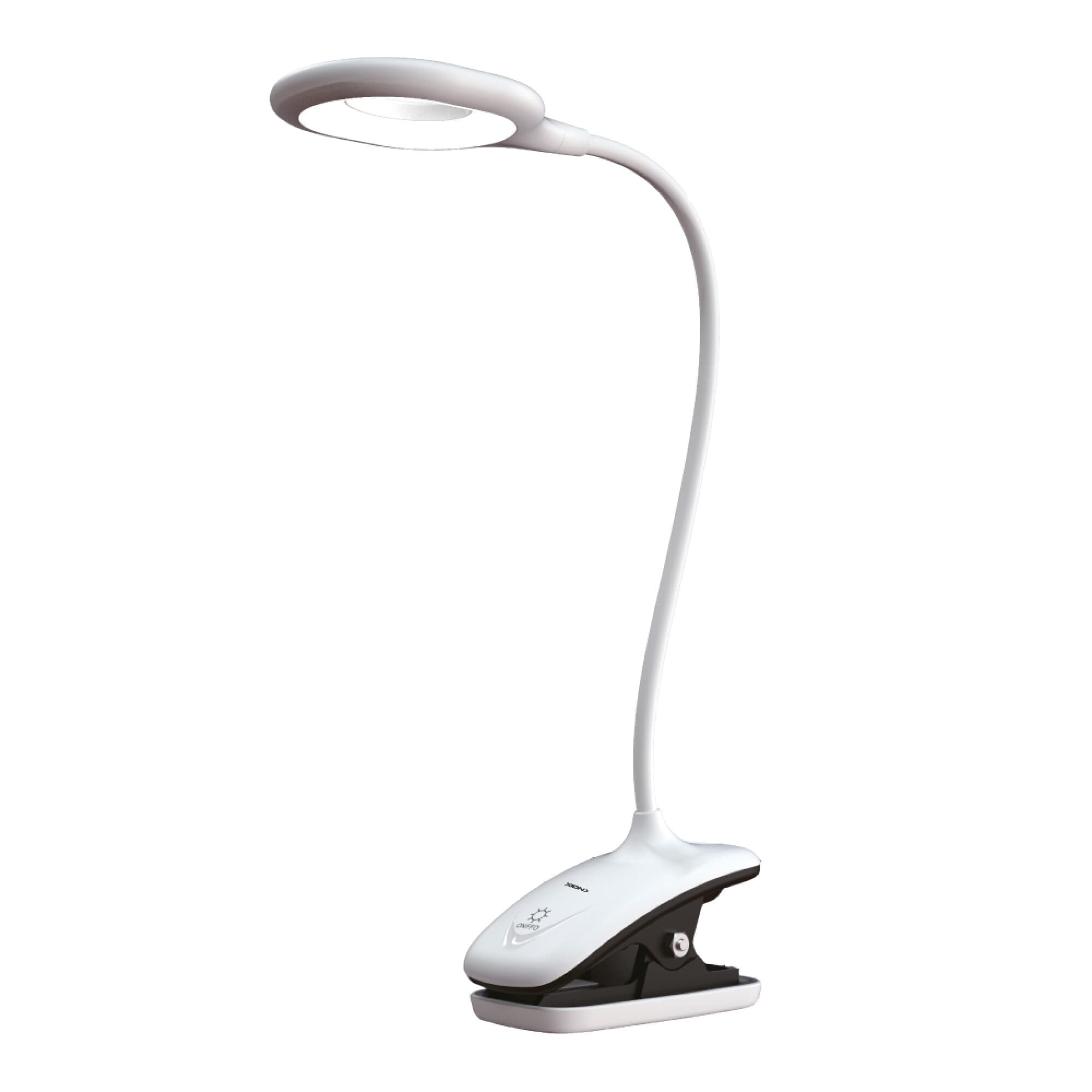 Lámpara de escritorio recargable XION XI-LAMP25 blanca con cuerpo flexible