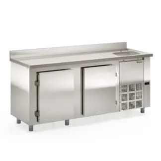 Bajo Mostrador Refrigerado 2 metros con pileta acero inox 304 Gelopar GBFE-200CD