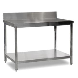 Mesa de Acero Inoxidable 150x80cm zocalo y estante | Baudin MZE-1580